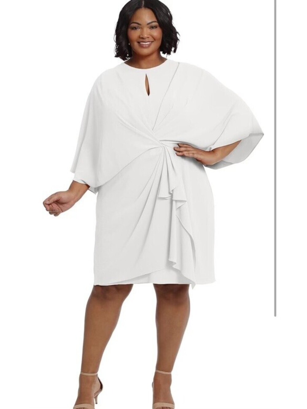 London Times Womens Shawl Draped Dress Twist Size 6 White
